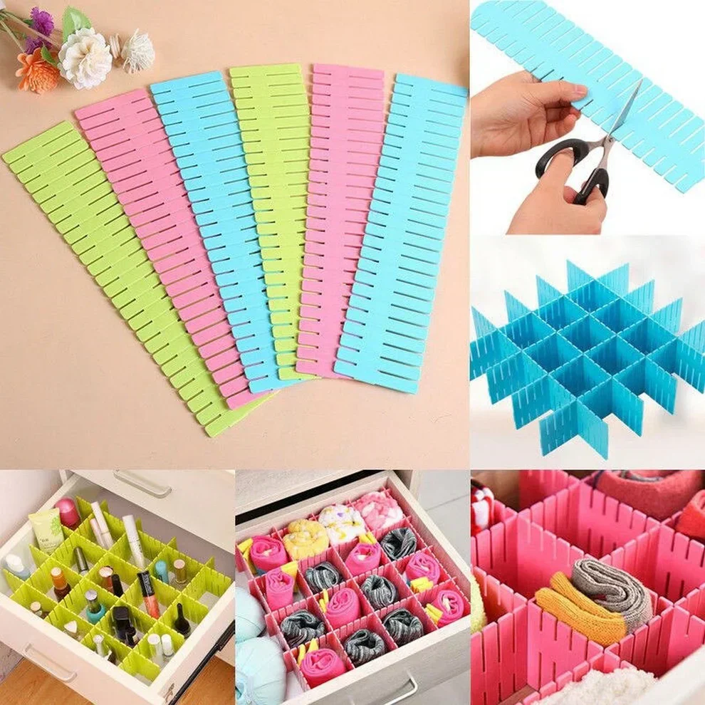 12pcs DIY Plastic Grid Drawer Dividers Organizer - Image 12