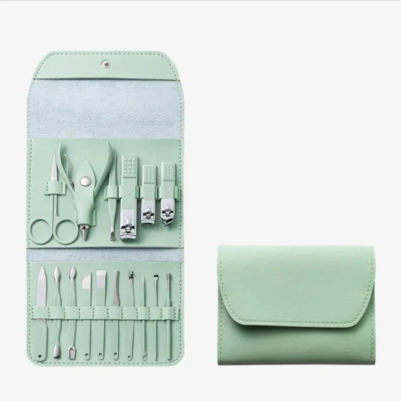 16 PCS Professional Stainless Steel Nail Clipper Manicure Pedicure Set With Leather Case - Image 7