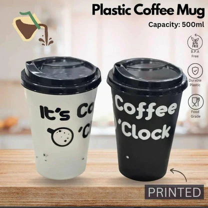 1PC Random Printed Plastic Coffee Cup 500ML - Image 5