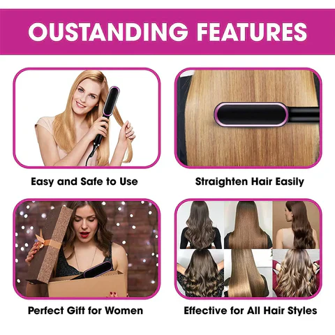 2-IN-1 HAIR STRAIGHTENER PROFESSIONAL STYLING BRUSH - Image 20