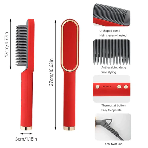 2-IN-1 HAIR STRAIGHTENER PROFESSIONAL STYLING BRUSH - Image 21
