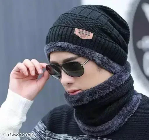 2 Pcs Unisex Beanie Hat & Scarf Set For Winter - Image 12