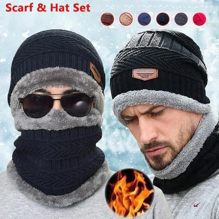 2 Pcs Unisex Beanie Hat & Scarf Set For Winter - Image 13