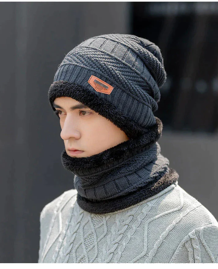2 Pcs Unisex Beanie Hat & Scarf Set For Winter - Image 3