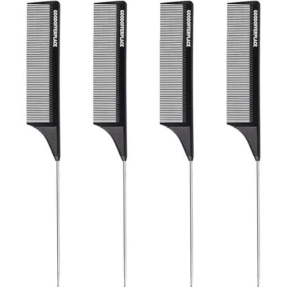 2PC Fine Teeth Tail Comb in Black - Image 4
