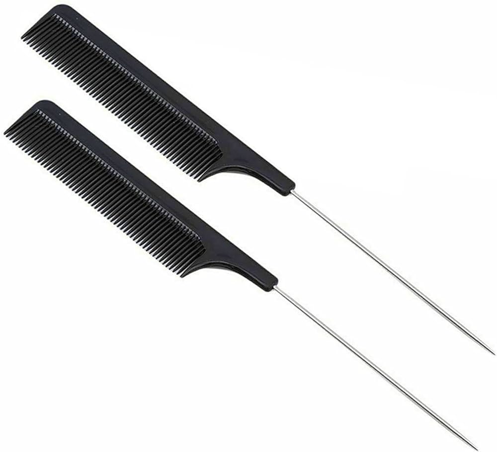 2PC Fine Teeth Tail Comb in Black - Image 5