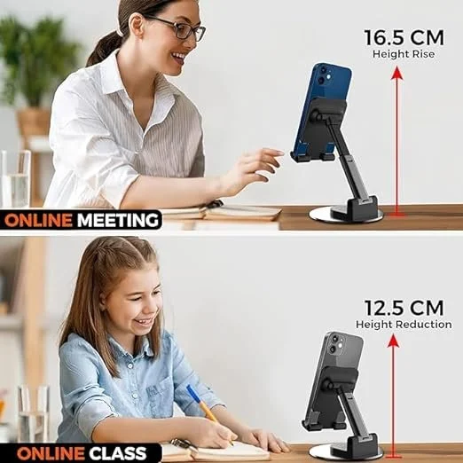 360° Foldable, Adjustable, Universal Mobile Stand | Flexible Mobile Holder - METAL BASE - Image 4