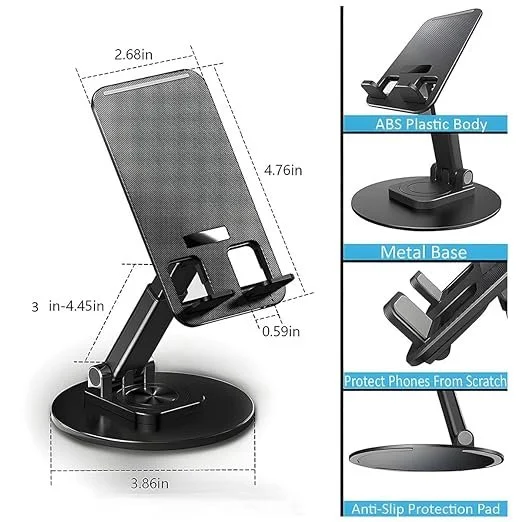 360° Foldable, Adjustable, Universal Mobile Stand | Flexible Mobile Holder - METAL BASE - Image 5