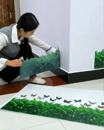 3D P.V.C GREEN GRASS WALL STICKER WITH BUTTERFLY - Image 14