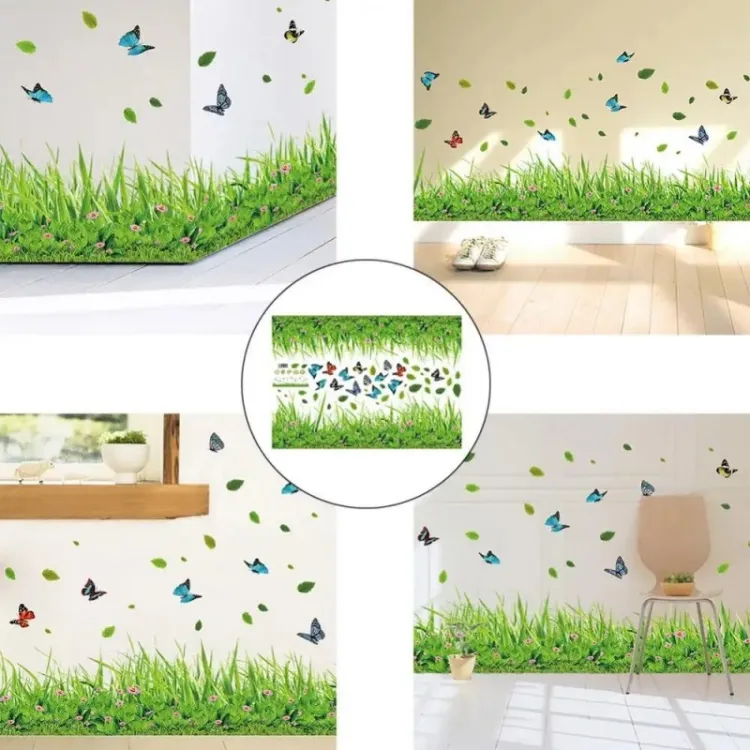 3D P.V.C GREEN GRASS WALL STICKER WITH BUTTERFLY - Image 20