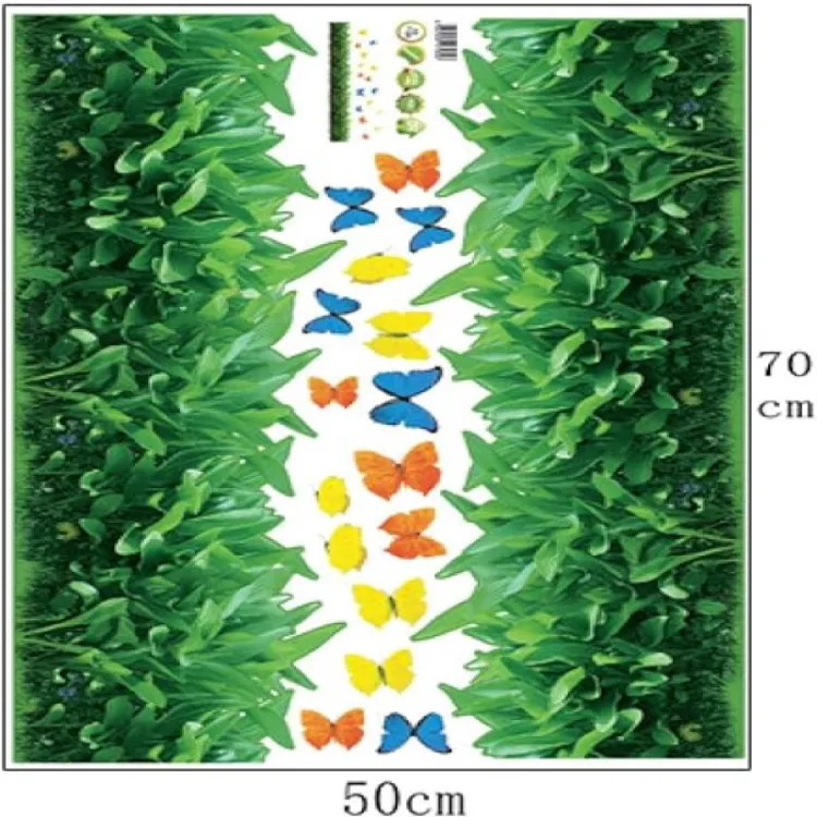 3D P.V.C GREEN GRASS WALL STICKER WITH BUTTERFLY - Image 21