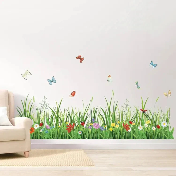 3D P.V.C GREEN GRASS WALL STICKER WITH BUTTERFLY - Image 4