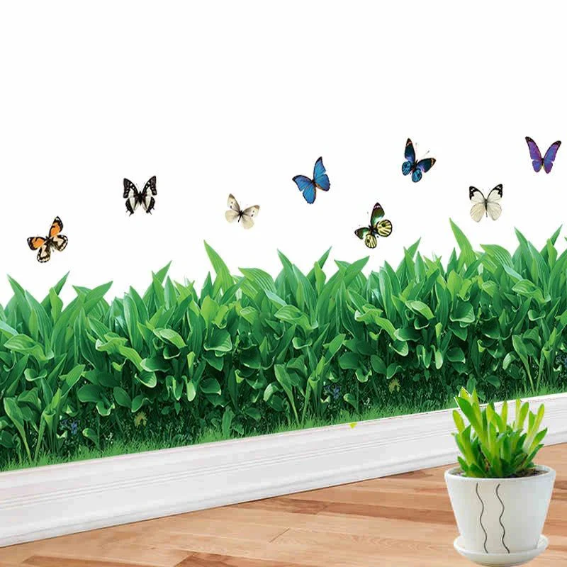 3D P.V.C GREEN GRASS WALL STICKER WITH BUTTERFLY - Image 6