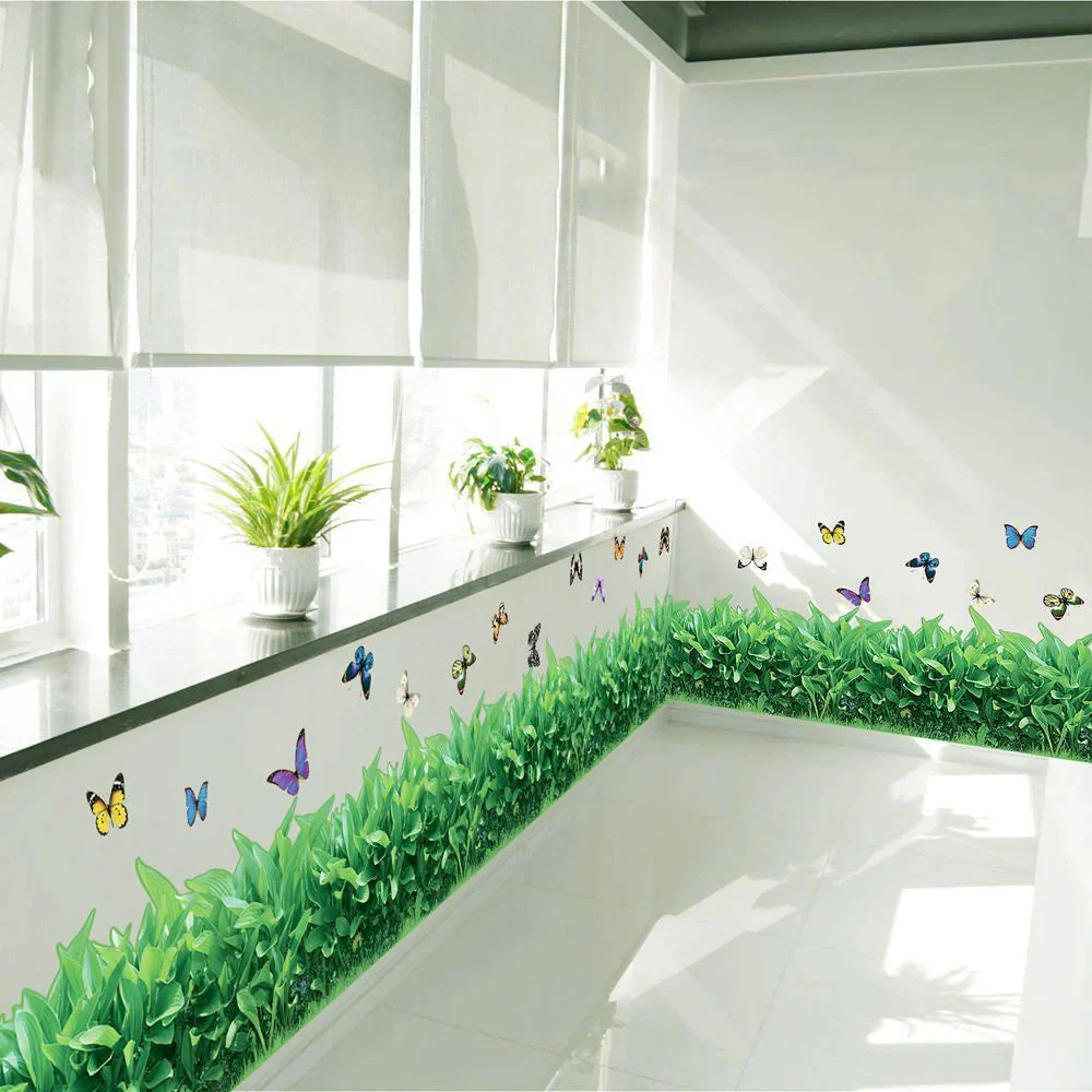 3D P.V.C GREEN GRASS WALL STICKER WITH BUTTERFLY - Image 8