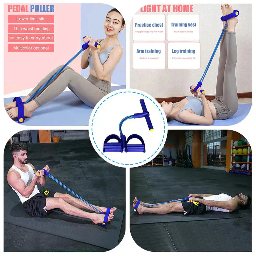 4 Tube Elastic Pedal Multi Function Puller Rope For Fitness Exercises - Image 10