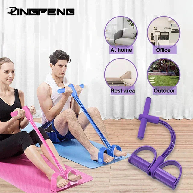 4 Tube Elastic Pedal Multi Function Puller Rope For Fitness Exercises - Image 15