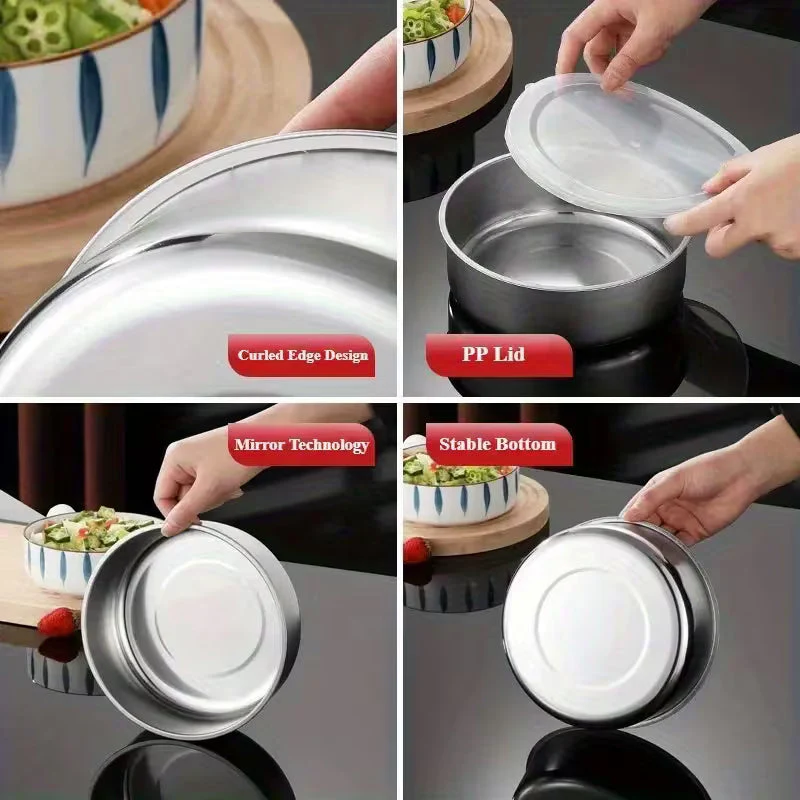 5pcs Stainless Food Storage Containers with Flip-Top Lids - Image 4