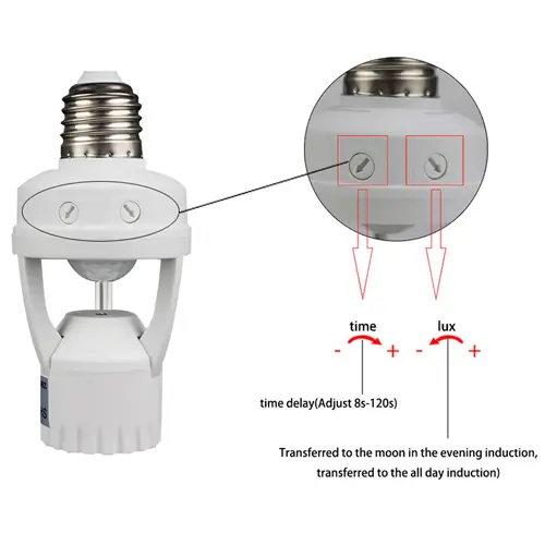 Auto On/Off Light Control Sensor , Motion Sensor LED Lamp Bulb Holder E27 AC 220V, PIR Infrared Holder - Image 3