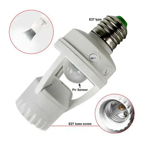 Auto On/Off Light Control Sensor , Motion Sensor LED Lamp Bulb Holder E27 AC 220V, PIR Infrared Holder - Image 4