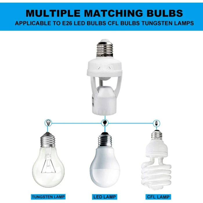 Auto On/Off Light Control Sensor , Motion Sensor LED Lamp Bulb Holder E27 AC 220V, PIR Infrared Holder - Image 5