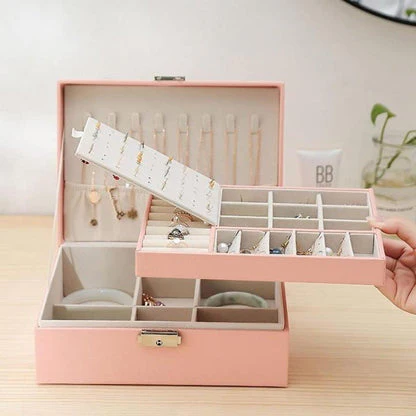 Dual Layer Luxurious Large Capacity Jewellery Organizer With Lock - Image 6