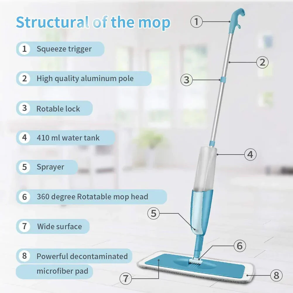 Floor cleaning Spray Mop With Replaceable Microfiber Pad - Image 5