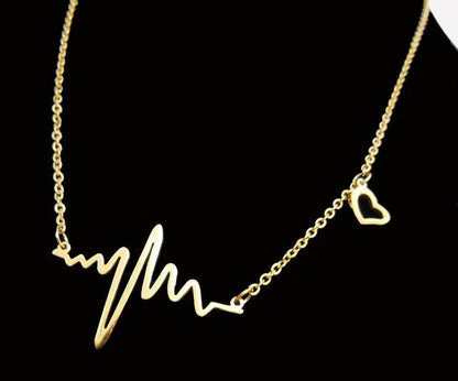 Heart beat golden Necklace Women Stainless Steel - Image 3