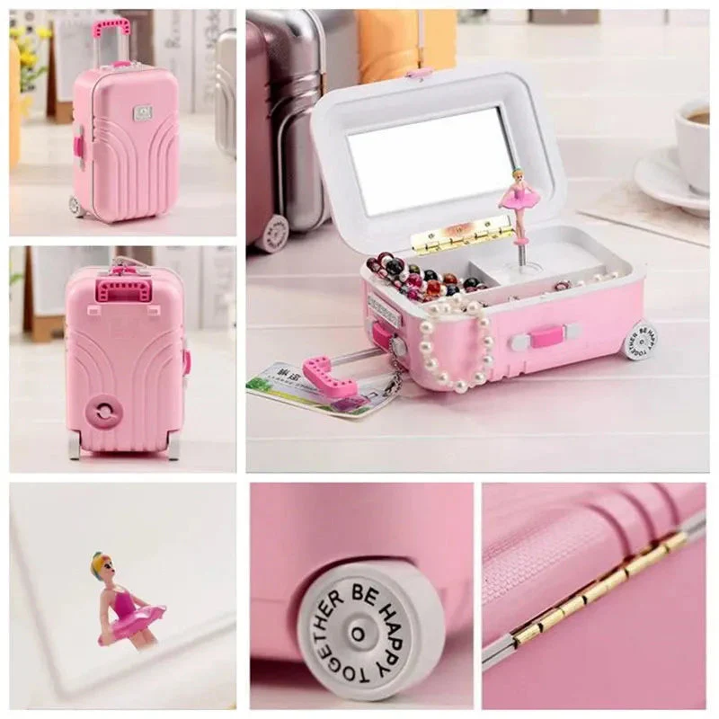 Mini Suitcase Shape Musical Jewellery Storage Box - Image 3