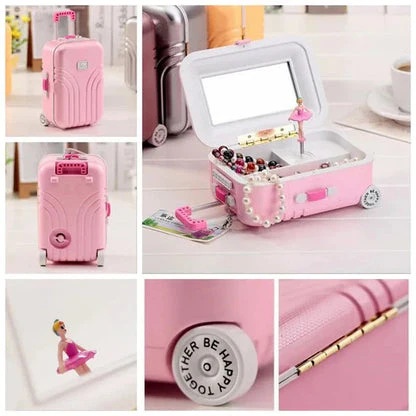 Mini Suitcase Shape Musical Jewellery Storage Box - Image 7