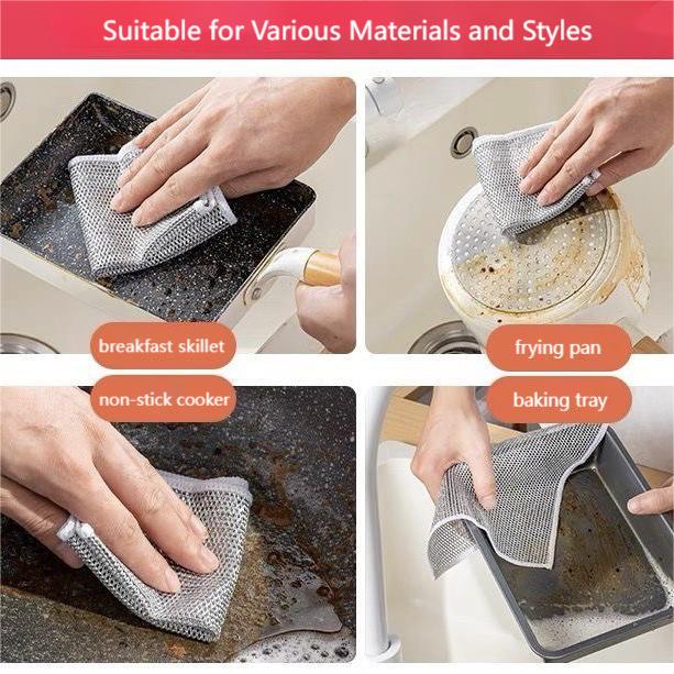 MULTIPURPOSE WIRE DISHWASHING RAGS FOR WET AND DRY - PACK OF 5 - Image 6