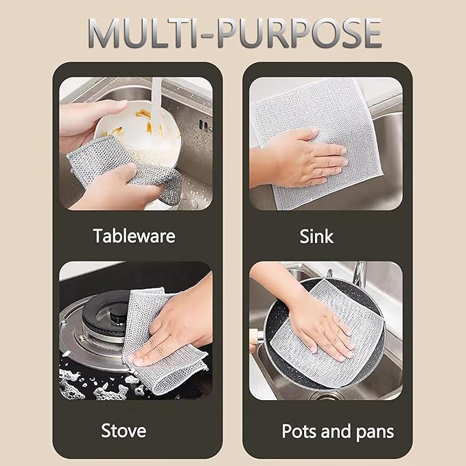 MULTIPURPOSE WIRE DISHWASHING RAGS FOR WET AND DRY - PACK OF 5 - Image 9