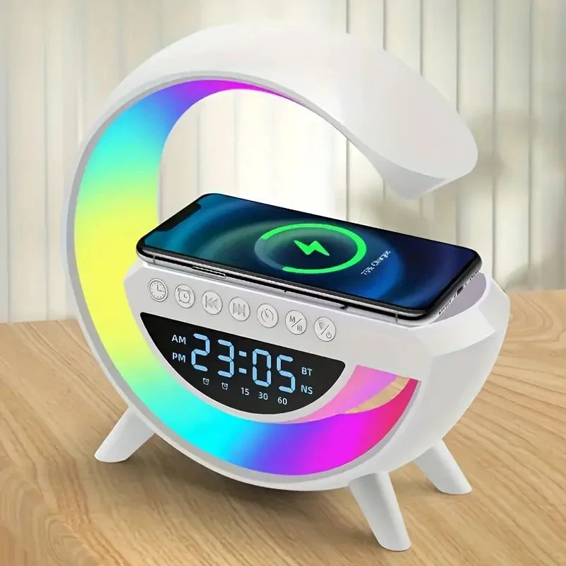 NEW INTELLIGENT LED TABLE LAMP, 4 IN 1 WIRELESS CHARGER, SPEAKER, CLOCK, LIGHT LAMP - Image 2