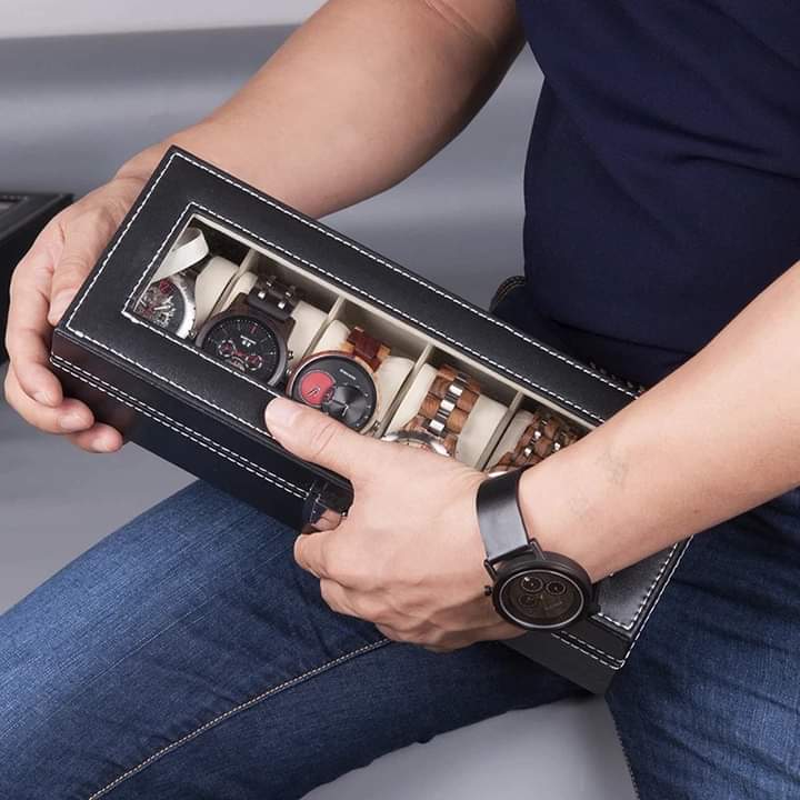 Premium 6 Slot PU Leather Watch Storage Case - Image 11