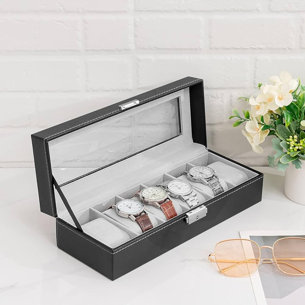 Premium 6 Slot PU Leather Watch Storage Case - Image 12