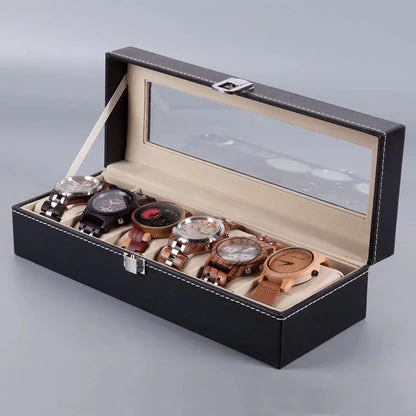 Premium 6 Slot PU Leather Watch Storage Case - Image 6