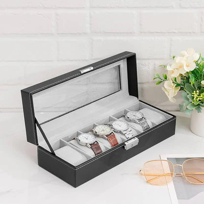 Premium 6 Slot PU Leather Watch Storage Case - Image 8