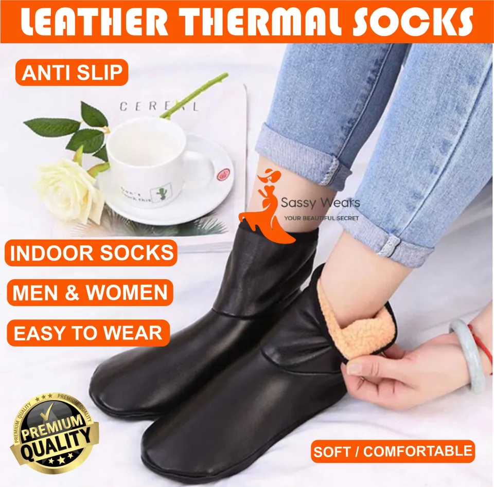 Winter Warm PU Leather Non-Slip Socks  For Men Women - Image 5